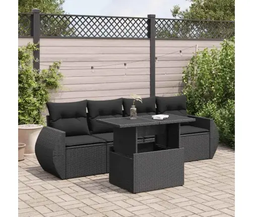 5-Osaline Aiadiivanikomplekt Patjadega, Must, Polürotang