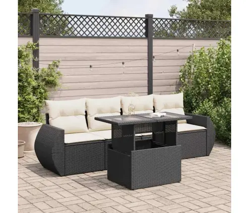 Sodo Komplektas Su Pagalvėlėmis, 5 Dalių, Juodas, Poliratanas