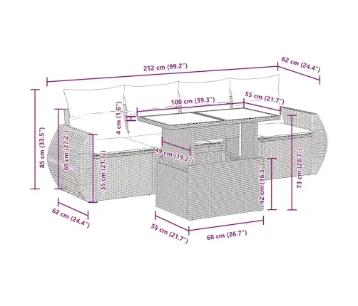5-Daļīgs Dārza Dīvānu Komplekts, Matrači, Melna Pe Rotangpalma Vidaxl