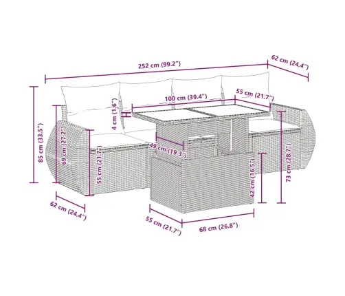 5-Osaline Aiadiivani Komplekt Patjadega, Beež, Polürotang