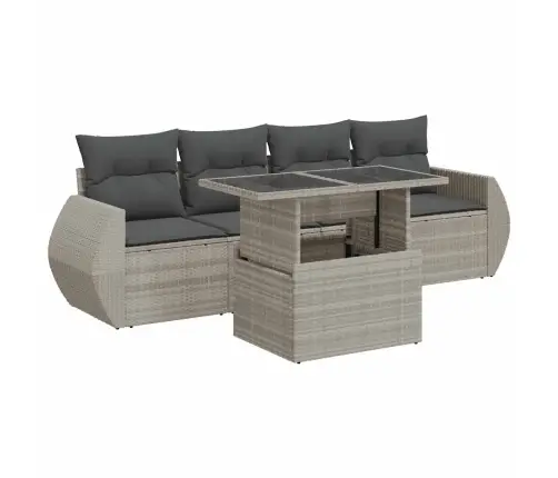 5-Osaline Aiamööblikomplekt Patjadega, Helehall, Polürotang