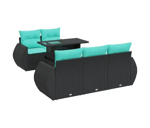 6-Osaline Aiadiivani Komplekt Patjadega, Must, Rotang/Akaatsia