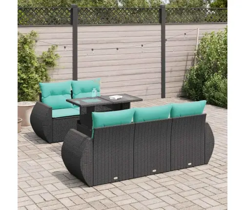 6-Osaline Aiadiivani Komplekt Patjadega, Must, Rotang/Akaatsia