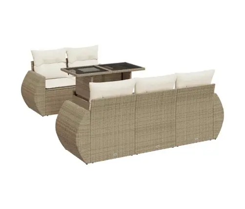 6-Osaline Aiadiivani Komplekt Patjadega, Beež, Polürotang