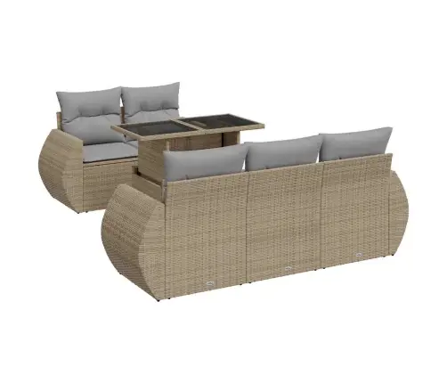 Sofos Komplektas Su Pagalvėlėmis, 6 Dalių, Smėlio, Poliratanas