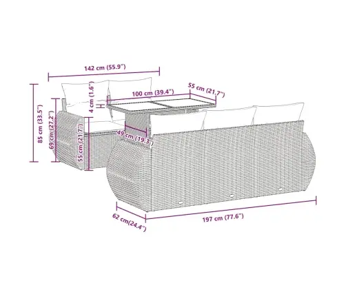 Sofos Komplektas Su Pagalvėlėmis, 6 Dalių, Pilkas, Poliratanas
