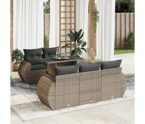 Sofos Komplektas Su Pagalvėlėmis, 6 Dalių, Pilkas, Poliratanas