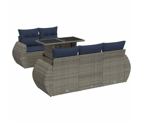 6-Daļīgs Dārza Dīvāna Komplekts, Matrači, Pelēka Pe Rotangpalma Vidaxl