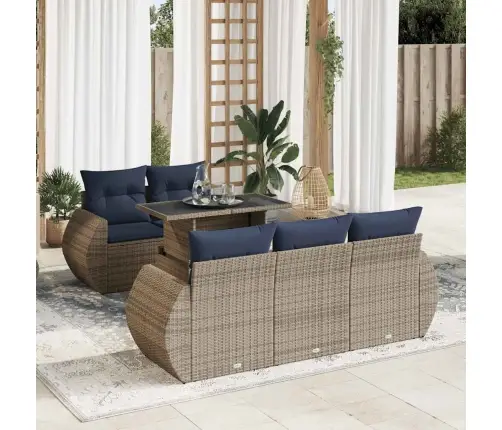 6-Daļīgs Dārza Dīvāna Komplekts, Matrači, Pelēka Pe Rotangpalma Vidaxl