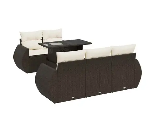 6-Daļīgs Dārza Dīvānu Komplekts, Matrači, Brūna Pe Rotangpalma Vidaxl