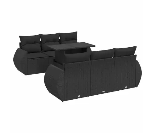 7-Daļīgs Dārza Dīvāna Komplekts Ar Matračiem, Melna Pe Vidaxl