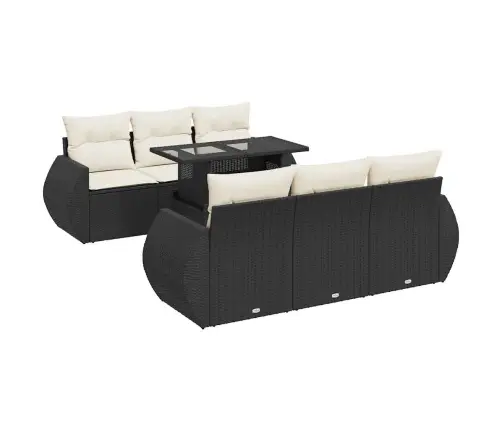 7-Daļīgs Dārza Dīvāna Komplekts Ar Matračiem, Melna Pe Vidaxl