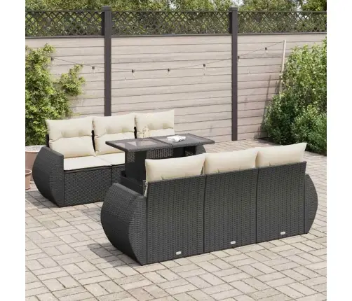 7-Daļīgs Dārza Dīvāna Komplekts Ar Matračiem, Melna Pe Vidaxl