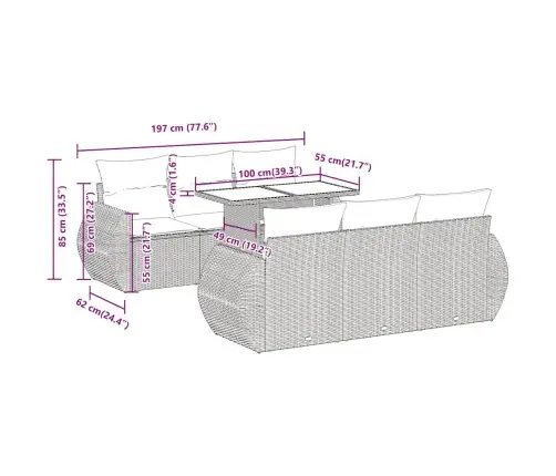 Sodo Komplektas Su Pagalvėlėmis, 7 Dalių, Poliratanas/Akacija