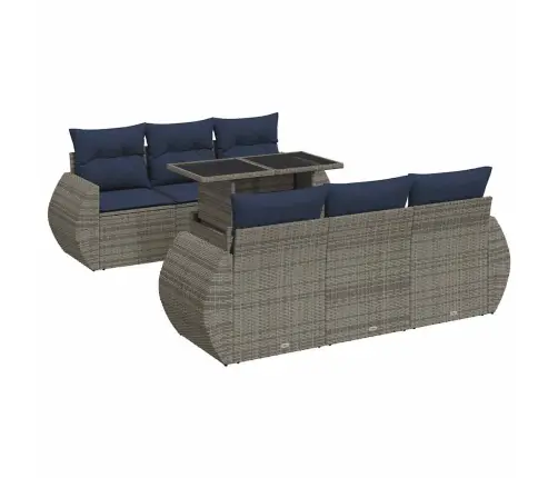 7-Daļīgs Dārza Dīvāna Komplekts, Matrači, Pelēka Pe Rotangpalma Vidaxl