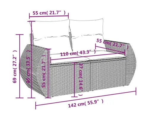 7-Daļīgs Dārza Dīvāna Komplekts, Matrači, Pelēka Pe Rotangpalma Vidaxl