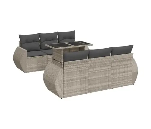 Sofos Komplektas Su Pagalvėlėmis, 7 Dalių, Pilkas, Poliratanas