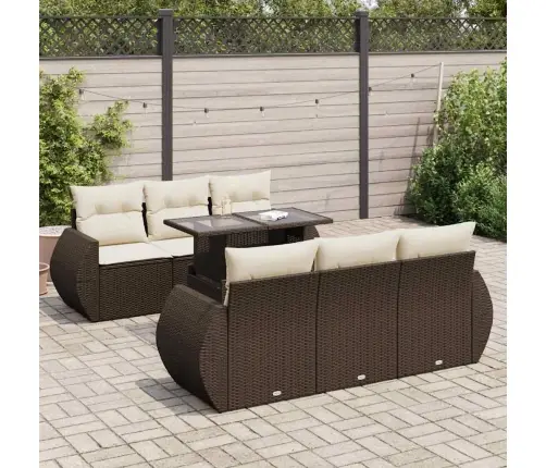 7-Daļīgs Dārza Dīvānu Komplekts, Matrači, Brūna Pe Rotangpalma Vidaxl