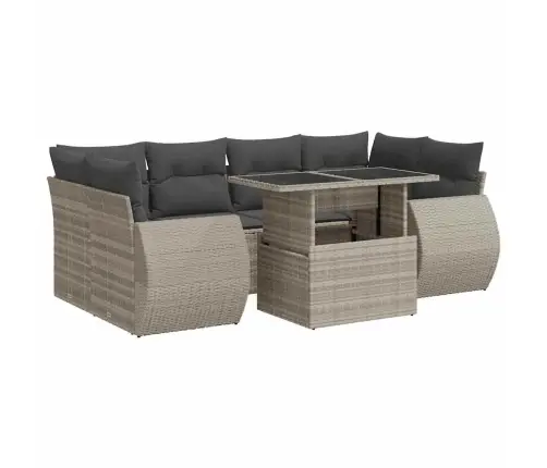 Sofos Komplektas Su Pagalvėlėmis, 7 Dalių, Pilkas, Poliratanas Sofos Komplektas Su Pagalvėlėmis, 7 Dalių, Pilkas, Poliratanas