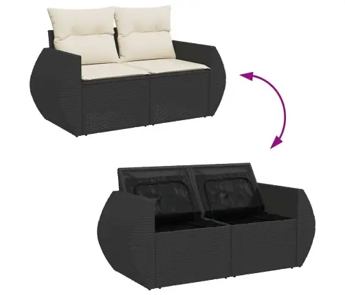 8-Daļīgs Dārza Dīvāna Komplekts, Matrači, Melna Pe Rotangpalma Vidaxl