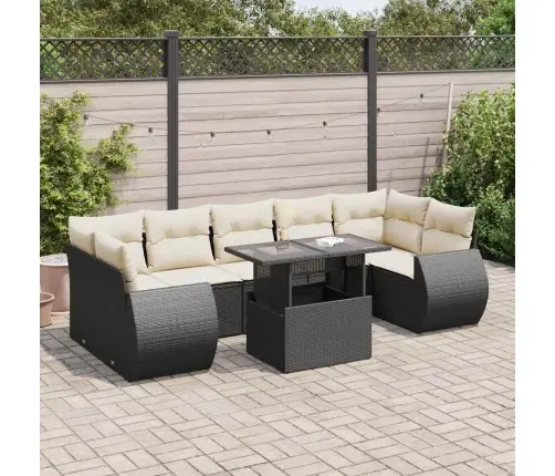 8-Daļīgs Dārza Dīvāna Komplekts, Matrači, Melna Pe Rotangpalma Vidaxl