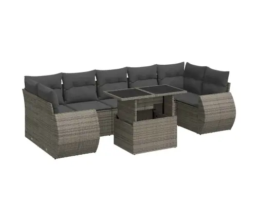 8-Daļīgs Dārza Dīvāna Komplekts Ar Matračiem, Pelēks Pe Pinums Vidaxl