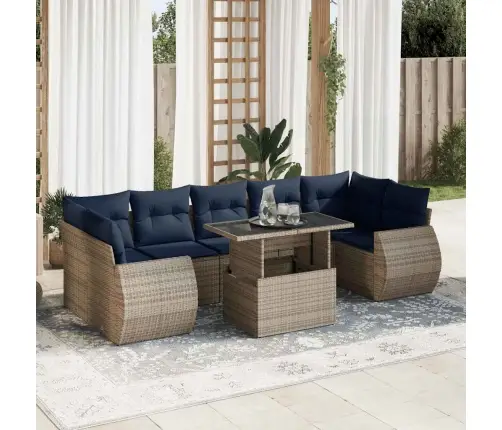 8-Osaline Aiadiivani Komplekt Patjadega, Hall, Rotang/Akaatsia