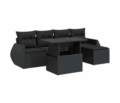 6-Daļīgs Dārza Dīvāna Komplekts, Matrači, Melna Pe Rotanpalma Vidaxl