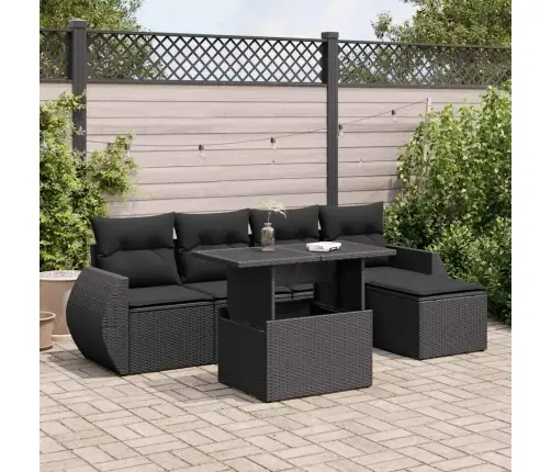 6-Daļīgs Dārza Dīvāna Komplekts, Matrači, Melna Pe Rotanpalma Vidaxl
