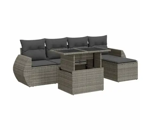 6-Daļīgs Dārza Dīvāna Komplekts Ar Matračiem, Pelēks Pe Pinums Vidaxl