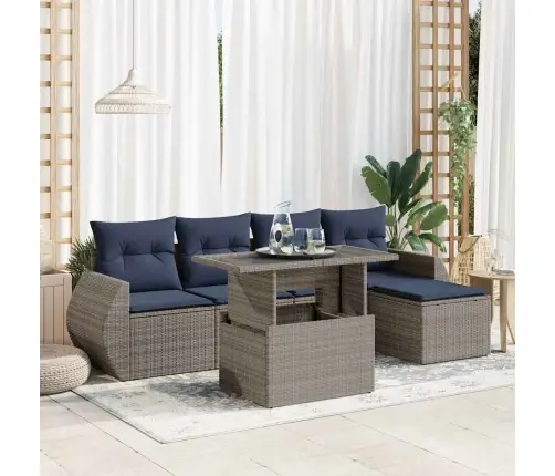 6-Daļīgs Dārza Dīvāna Komplekts, Matrači, Pelēka Pe Rotangpalma Vidaxl