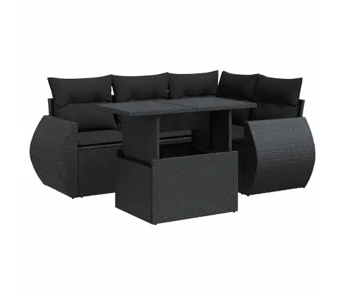 Sodo Komplektas Su Pagalvėlėmis, 5 Dalių, Juodas, Poliratanas