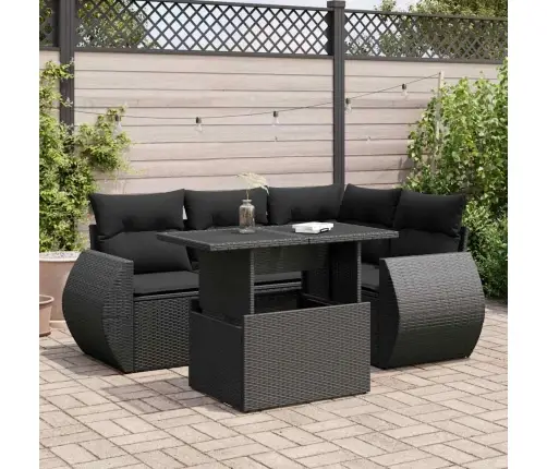 Sodo Komplektas Su Pagalvėlėmis, 5 Dalių, Juodas, Poliratanas