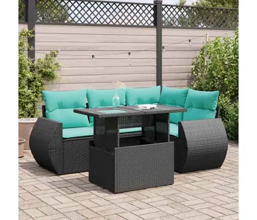 5-Daļīgs Dārza Dīvānu Komplekts, Matrači, Melna Pe Rotangpalma Vidaxl