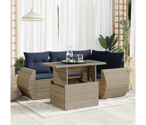 Sodo Komplektas Su Pagalvėlėmis, 5 Dalių, Poliratanas/Akacija