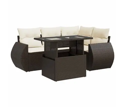 5-Osaline Aiamööblikomplekt Patjadega, Pruun, Polürotang