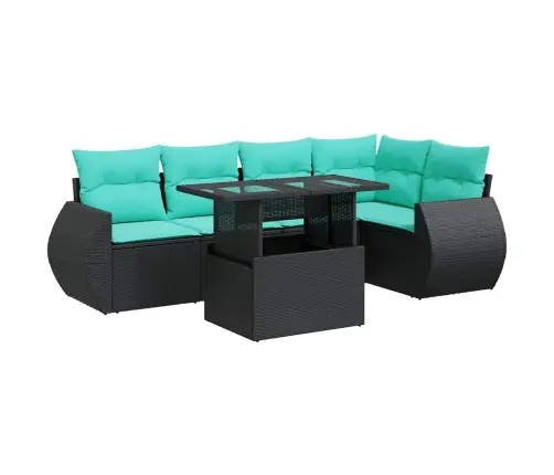 6-Osaline Aiadiivani Komplekt Patjadega, Must, Rotang/Akaatsia