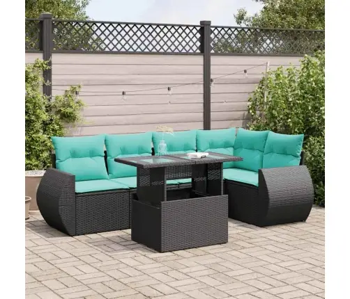 6-Osaline Aiadiivani Komplekt Patjadega, Must, Rotang/Akaatsia