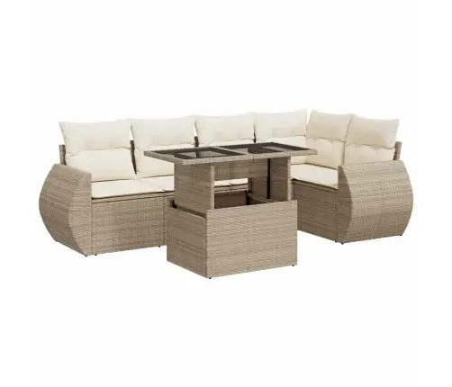 Sofos Komplektas Su Pagalvėlėmis, 6 Dalių, Smėlio, Poliratanas