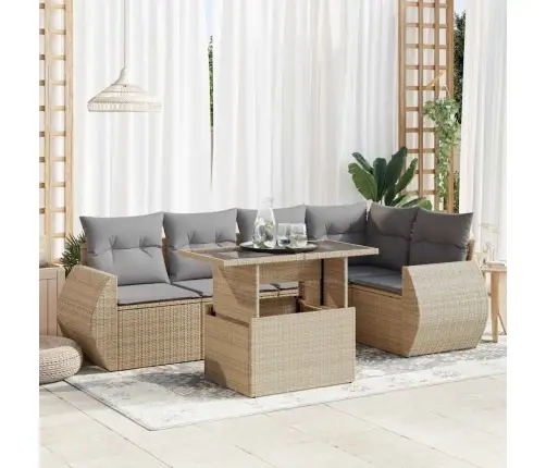 6-Osaline Aiadiivani Komplekt Patjadega, Beež, Polürotang