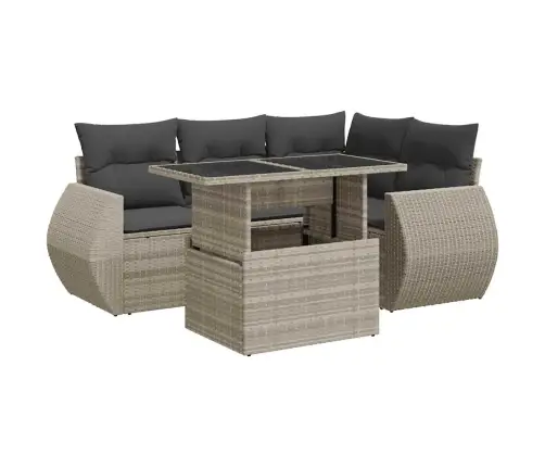 6-Daļīgs Dārza Dīvānu Komplekts,Matrači, Gaiši Pelēka Pe Pinums Vidaxl