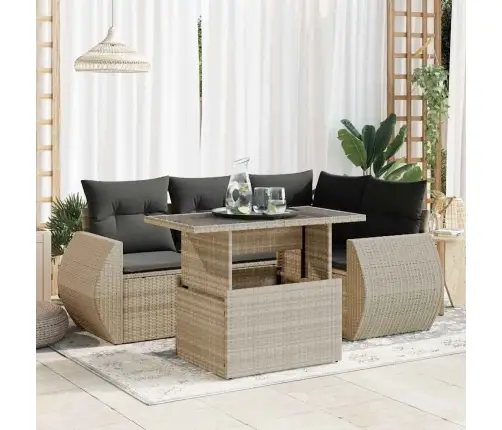 6-Daļīgs Dārza Dīvānu Komplekts,Matrači, Gaiši Pelēka Pe Pinums Vidaxl