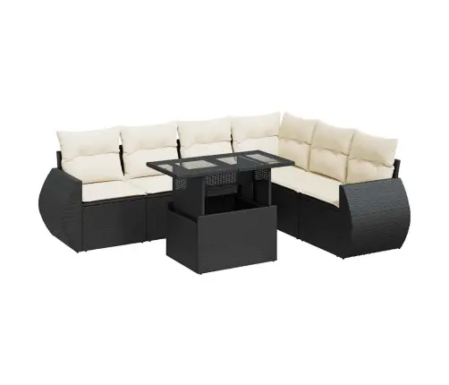 7-Daļīgs Dārza Dīvāna Komplekts Ar Matračiem, Melna Pe Vidaxl 7-Daļīgs Dārza Dīvāna Komplekts Ar Matračiem, Melna Pe Vidaxl