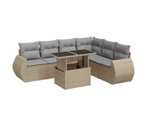 7-Osaline Aiadiivani Komplekt Patjadega, Beež, Polürotang