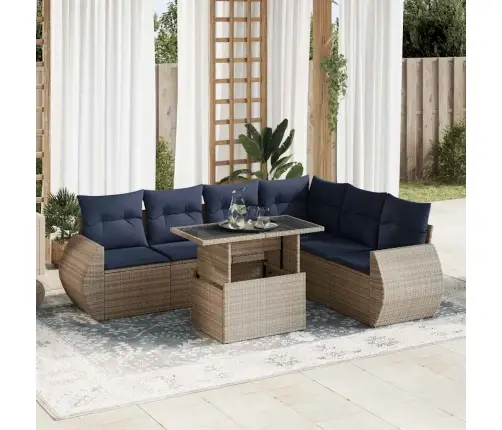 Sodo Komplektas Su Pagalvėlėmis, 7 Dalių, Poliratanas/Akacija