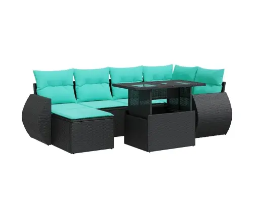 7-Osaline Aiadiivani Komplekt Patjadega, Must, Rotang/Akaatsia