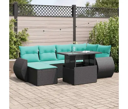 7-Osaline Aiadiivani Komplekt Patjadega, Must, Rotang/Akaatsia