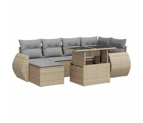 7-Osaline Aiadiivani Komplekt Patjadega, Beež, Polürotang