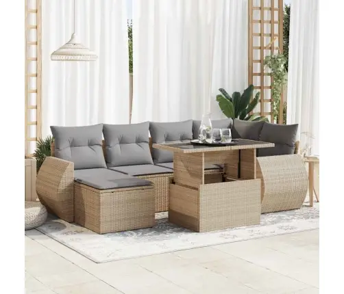 7-Osaline Aiadiivani Komplekt Patjadega, Beež, Polürotang