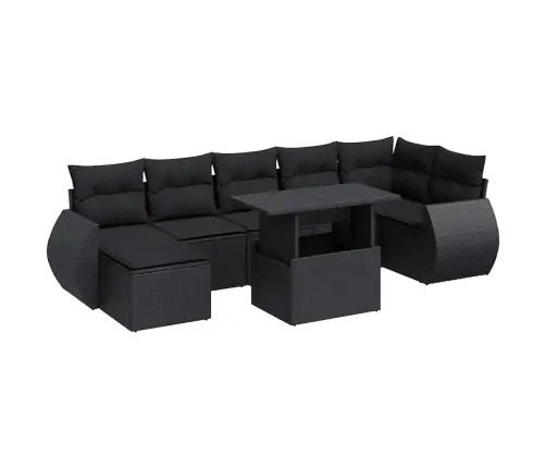 8-Daļīgs Dārza Dīvāna Komplekts, Matrači, Melna Pe Rotangpalma Vidaxl